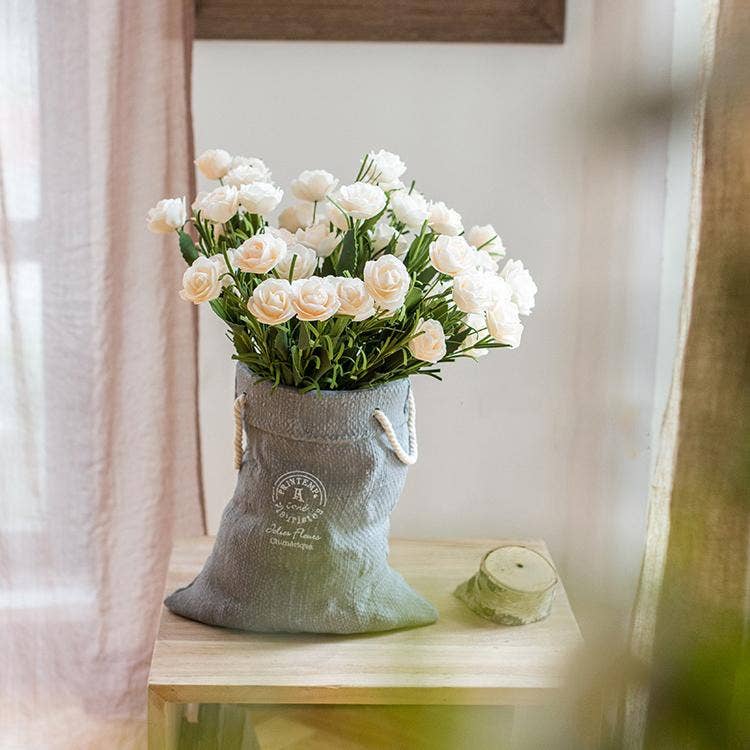 Rustic Reach - Artificial Flower Eco PE Camellia Bloom Stem Set in White 16: Set of 25