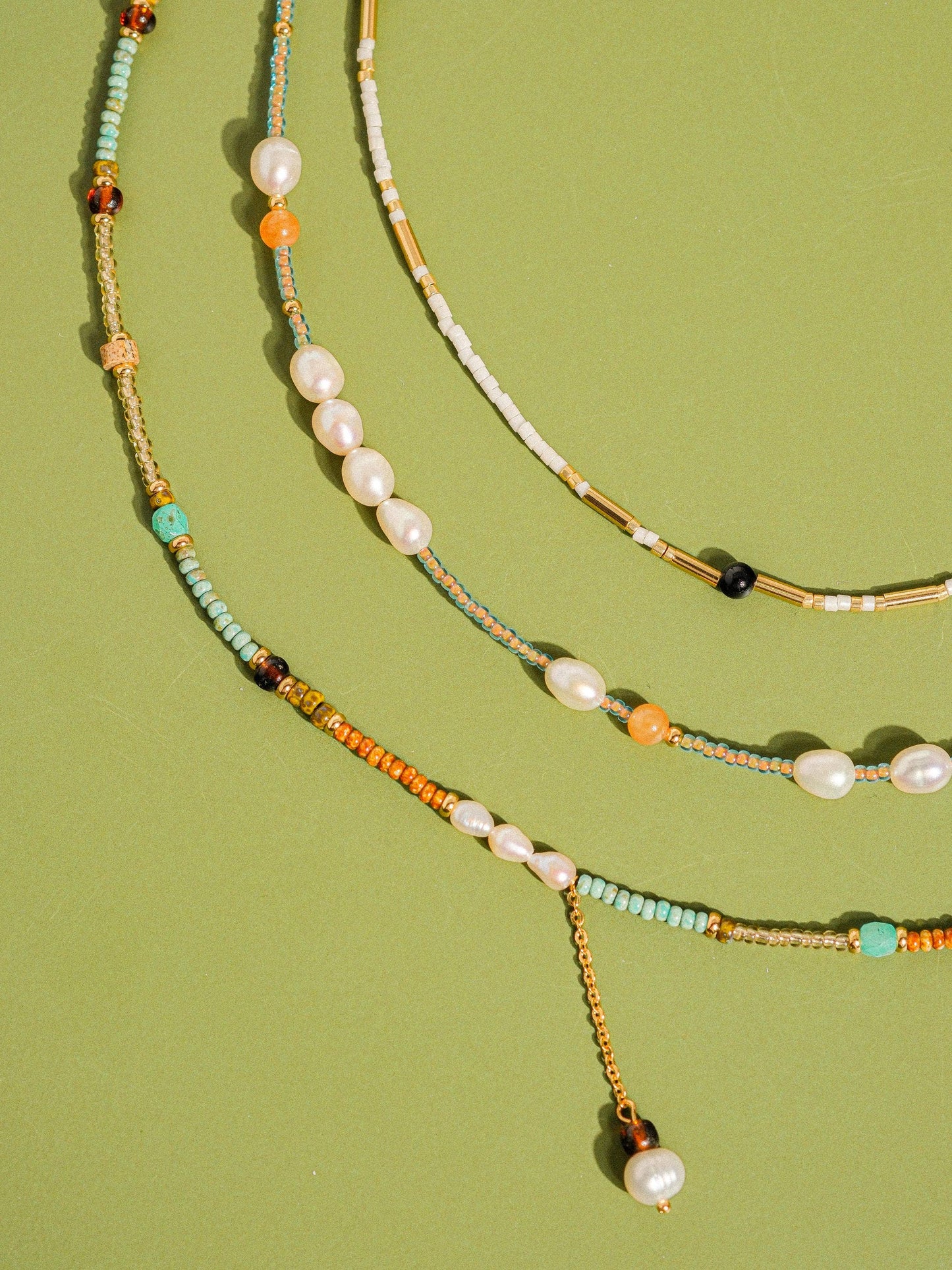 Flânerie by MAIQ - 18K Handmade Bohemian Beaded Stack Necklaces: Sapphira-Turquoise