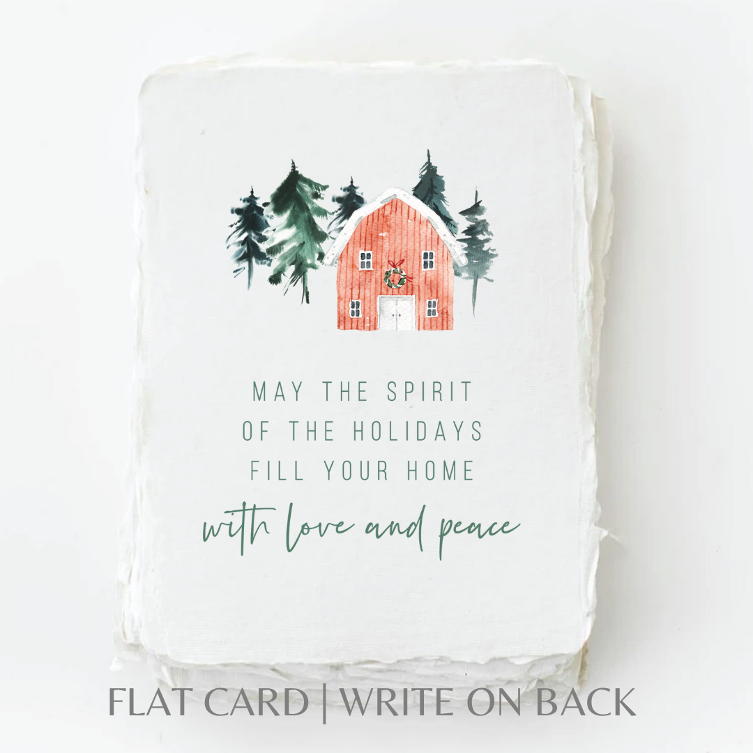 Paper Baristas - With Love + Peace | Farm Christmas Greeting Card: Folded A2 Greeting Card. Blank Inside.
