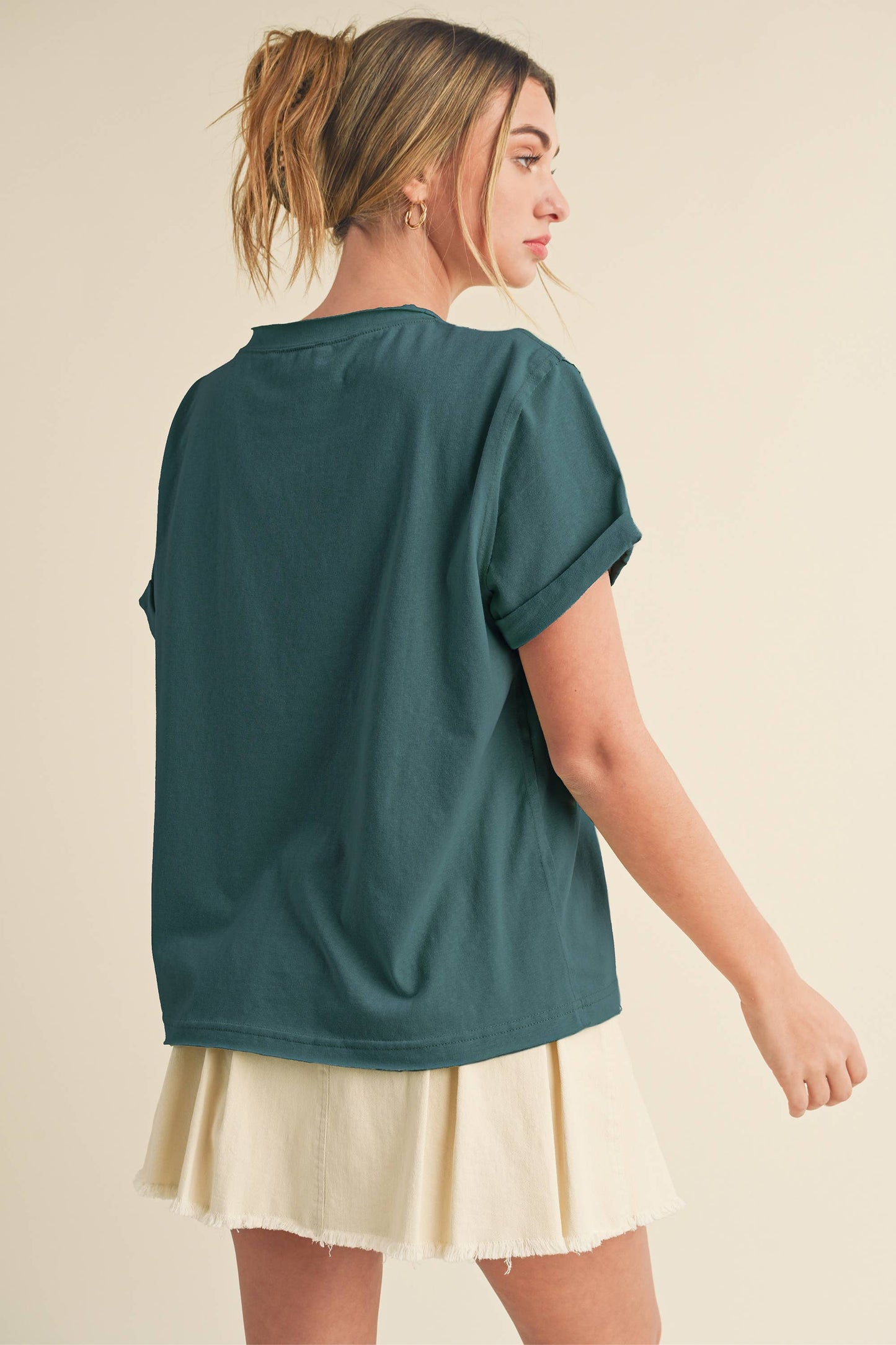 AEMI + CO - 8314DN Mali Baby Tee Short Sleeve Top: Heather Gray / Contemporary