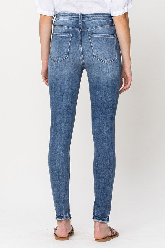 HIGH RISE BUTTON UP ANKLE SKINNY