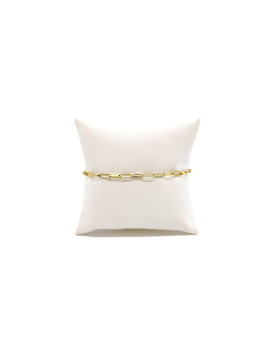 The Charm Bar Company - Gold Ashley Paperclip Chain Charm Bracelet: 7" (Medium)
