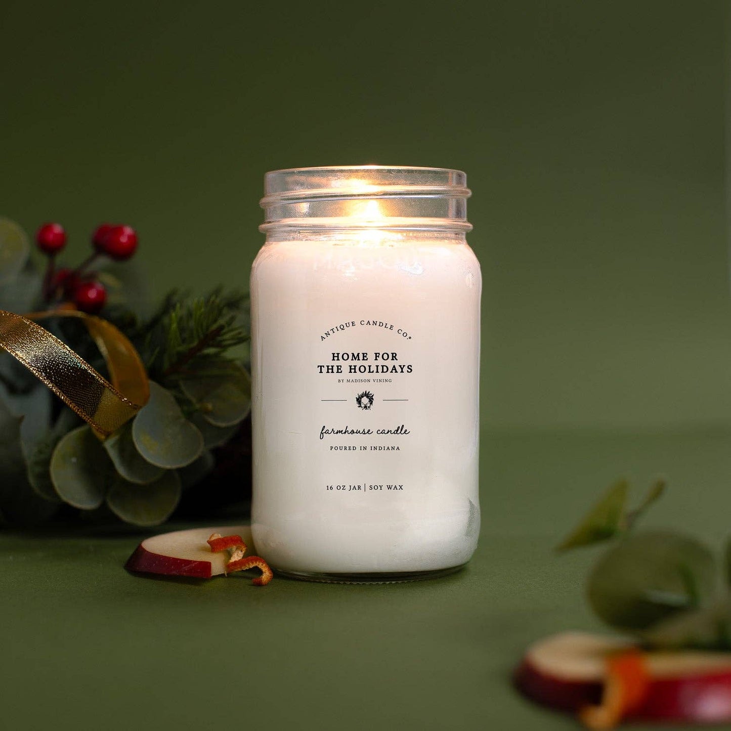 Antique Candle Co.® - Home for the Holidays - Soy Candle: 1 mason jar (16 oz)