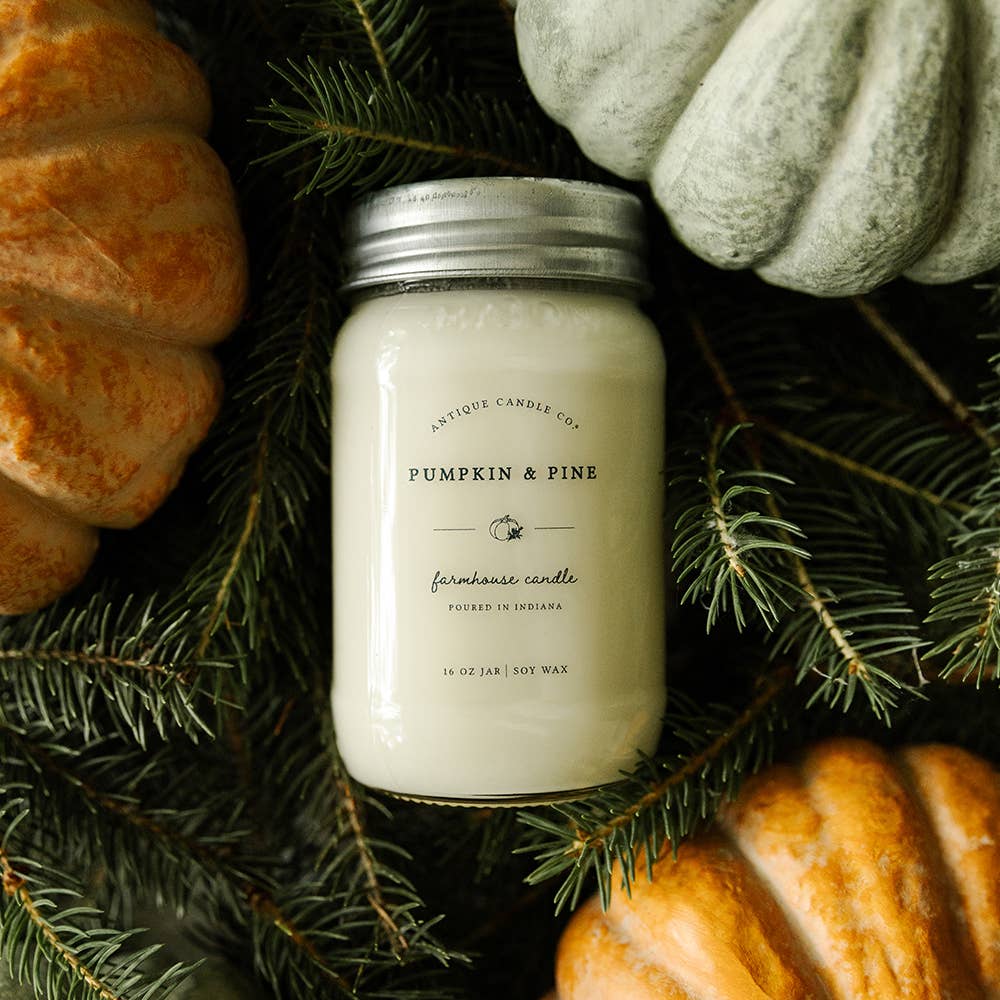 Antique Candle Co.® - Pumpkin & Pine - Soy Candle: 1 mason jar (16oz)