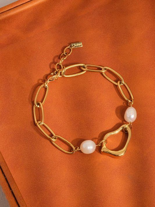 Flânerie by MAIQ - Katia 18K Non-Tarnish Classic Pearl Chain Bracelet: Yellow Gold