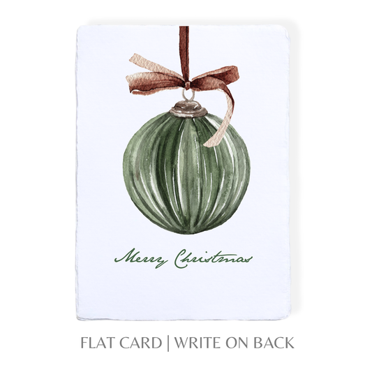 Paper Baristas - Merry Christmas Ornament | Winter Holiday Greeting Card: Flat A2 Greeting Card. Blank on Back.