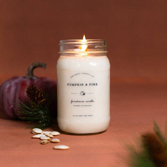 Antique Candle Co.® - Pumpkin & Pine - Soy Candle: 1 mason jar (16oz)