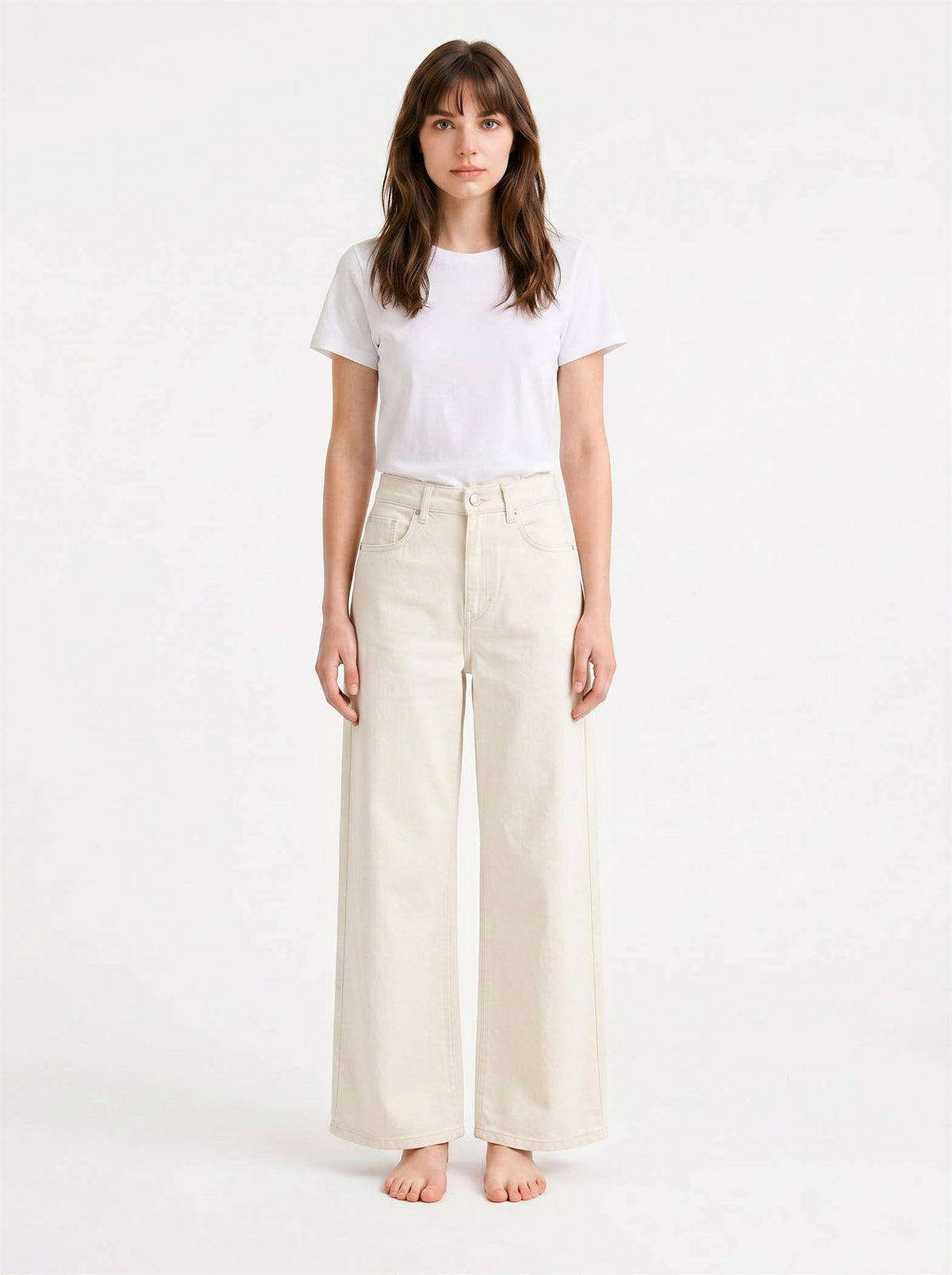 J LINE | LUZINA - ESSENTIAL WIDE LEG JEANS IN CREAM AND BLACK: BLACK