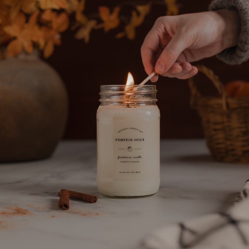 Antique Candle Co.® - Pumpkin Spice - Soy Candle: 1 mason jar (16oz)