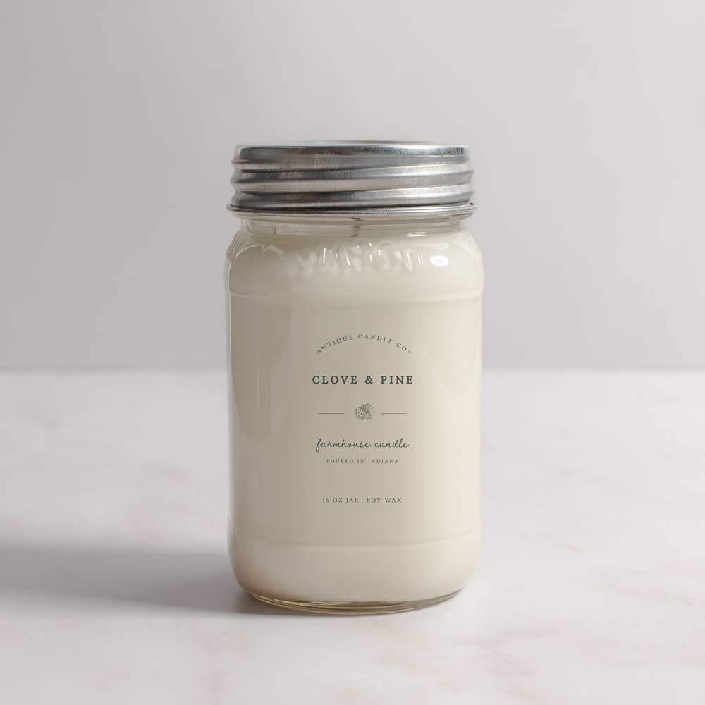 Antique Candle Co.® - Clove & Pine - Soy Candle: 1 mason jar (16oz)