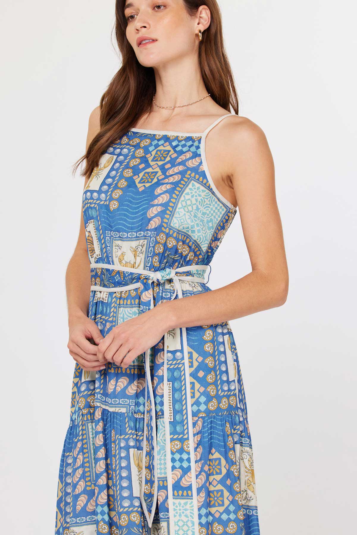 Coastal Patchwork Midi Dress: SEA MLT