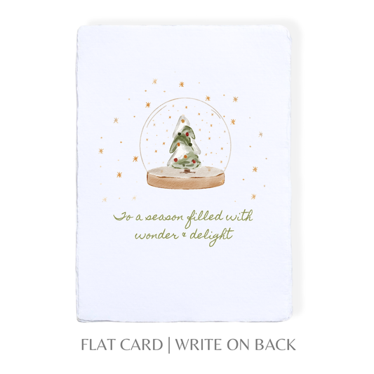 Paper Baristas - Snow Globe Christmas Tree | Winter Holiday Greeting Card: Flat A2 Greeting Card. Blank on Back.