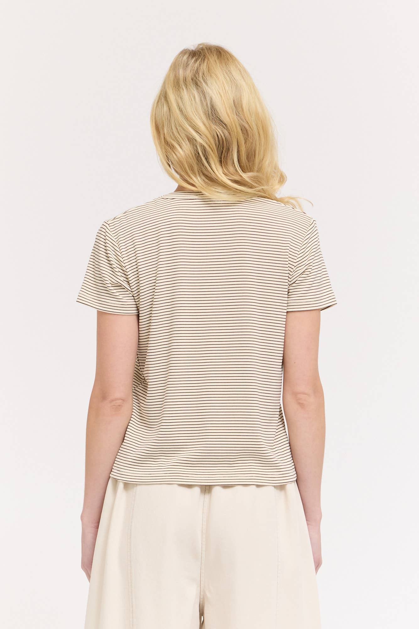Grade & Gather - 42282 - STANDARD FIT STRIPE COTTON T SHIRT: TOBACCO / Contemporary / LARGE