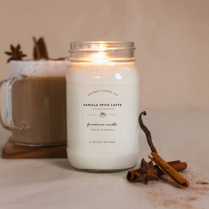 Antique Candle Co.® - Vanilla Spice Latte - Soy Candle: 1 mason jar (16oz)