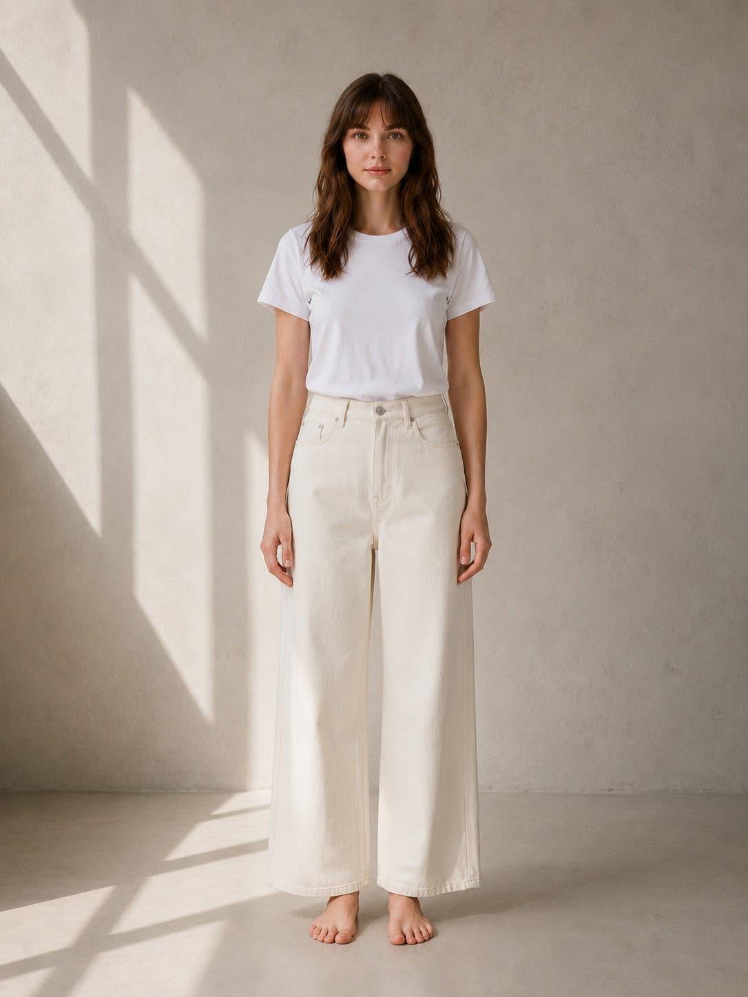 J LINE | LUZINA - ESSENTIAL WIDE LEG JEANS IN CREAM AND BLACK: BLACK