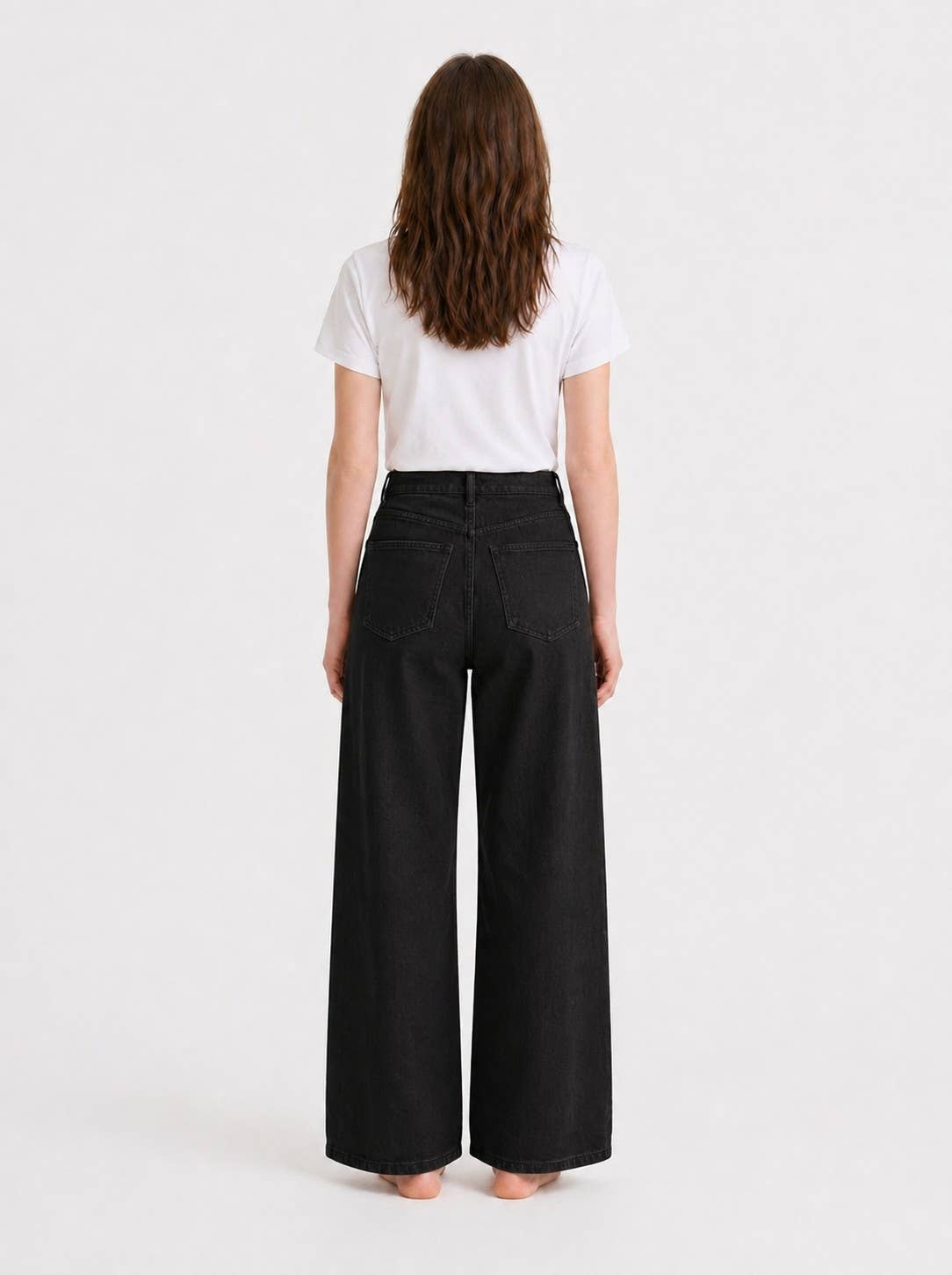 J LINE | LUZINA - ESSENTIAL WIDE LEG JEANS IN CREAM AND BLACK: BLACK
