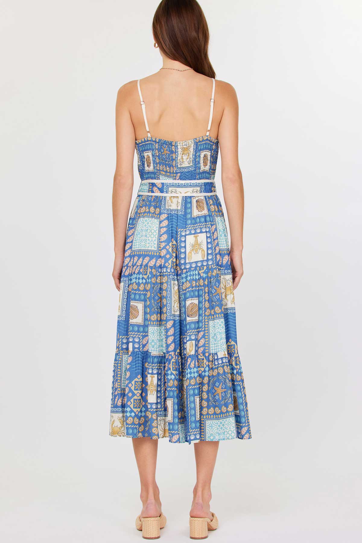 Coastal Patchwork Midi Dress: SEA MLT