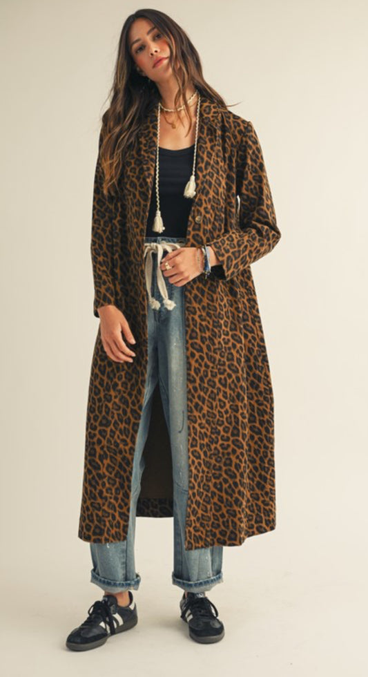 French Long Leopard Jacket