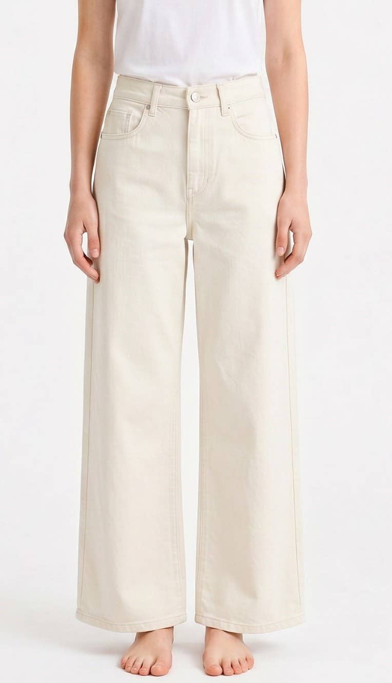 J LINE | LUZINA - ESSENTIAL WIDE LEG JEANS IN CREAM AND BLACK: BLACK