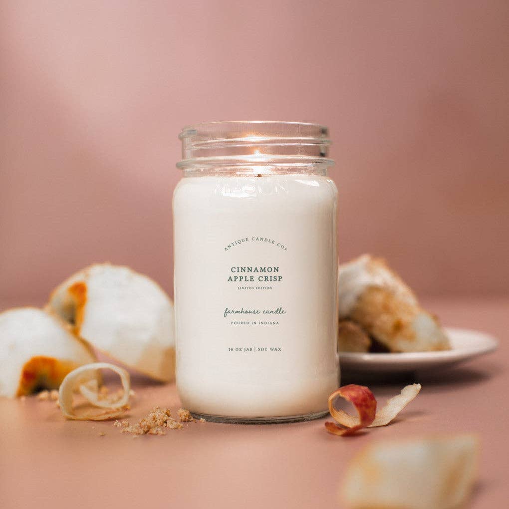 Antique Candle Co.® - Cinnamon Apple Crisp - Soy Candle: 1 mason jar (16oz)