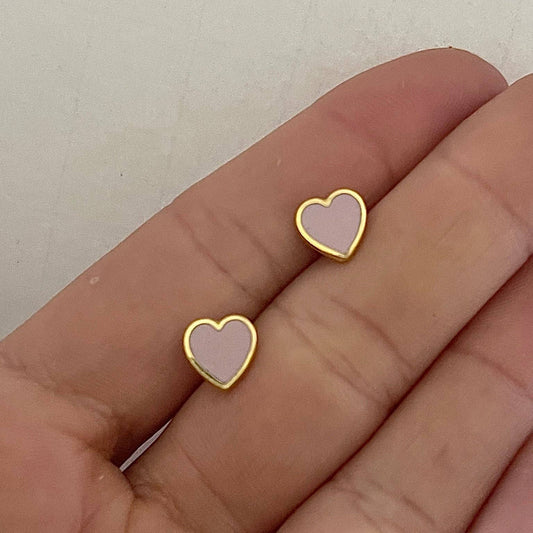 The Sage Vintage - Pink Enamel Heart Earrings
