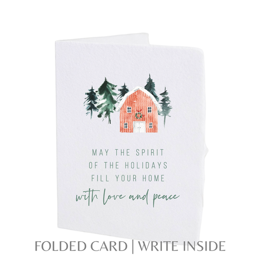 Paper Baristas - With Love + Peace | Farm Christmas Greeting Card: Folded A2 Greeting Card. Blank Inside.
