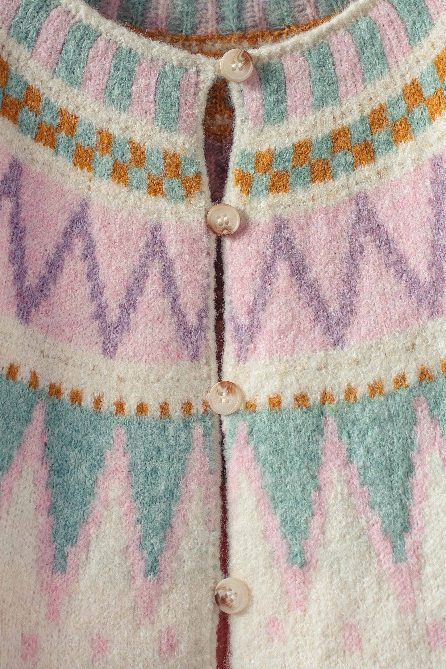 Pastel Fair Isle Jacquard Knit Cardigan