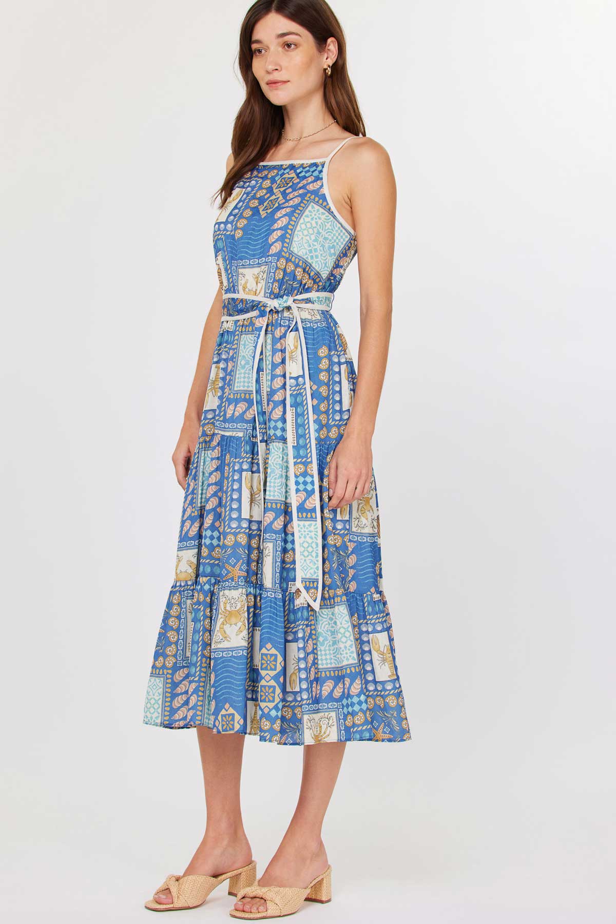 Coastal Patchwork Midi Dress: SEA MLT