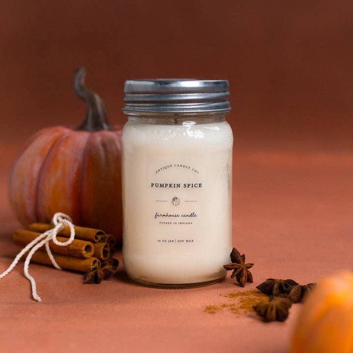 Antique Candle Co.® - Pumpkin Spice - Soy Candle: 1 mason jar (16oz)