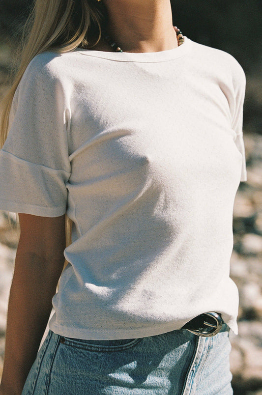 LA RELAXED - Petit Pointelle Tee: Ivory