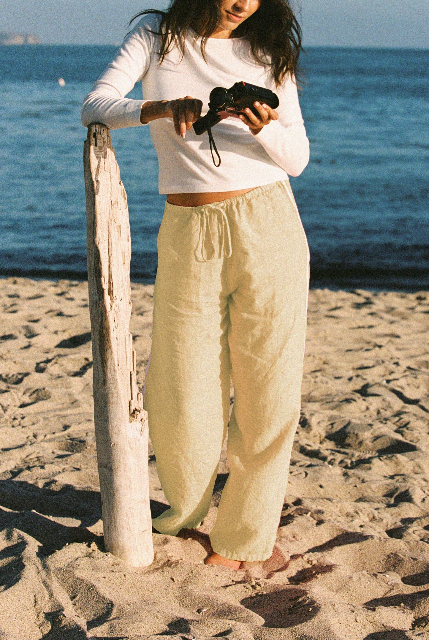 LA RELAXED - Linen Track Pant: Butter