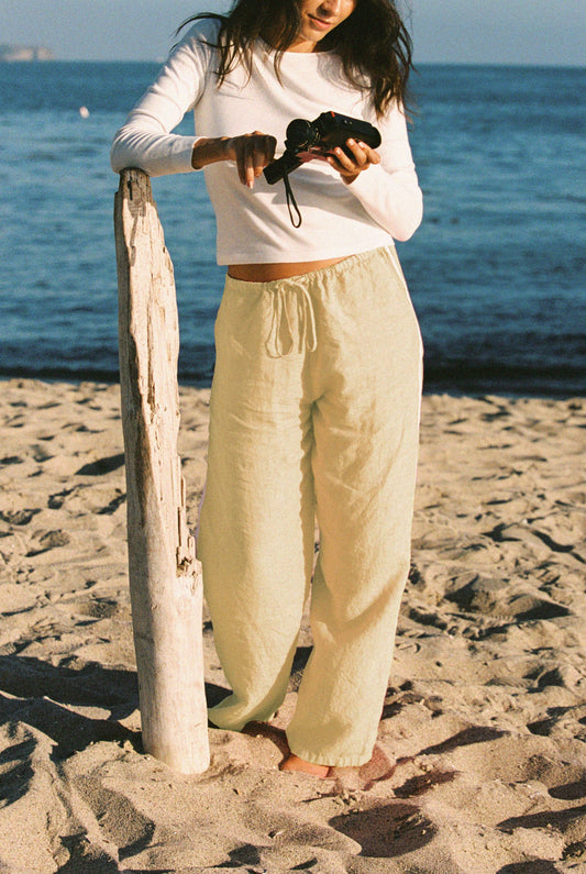 LA RELAXED - Linen Track Pant: Butter