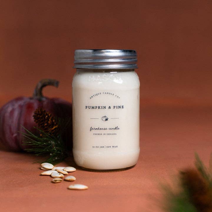 Antique Candle Co.® - Pumpkin & Pine - Soy Candle: 1 mason jar (16oz)