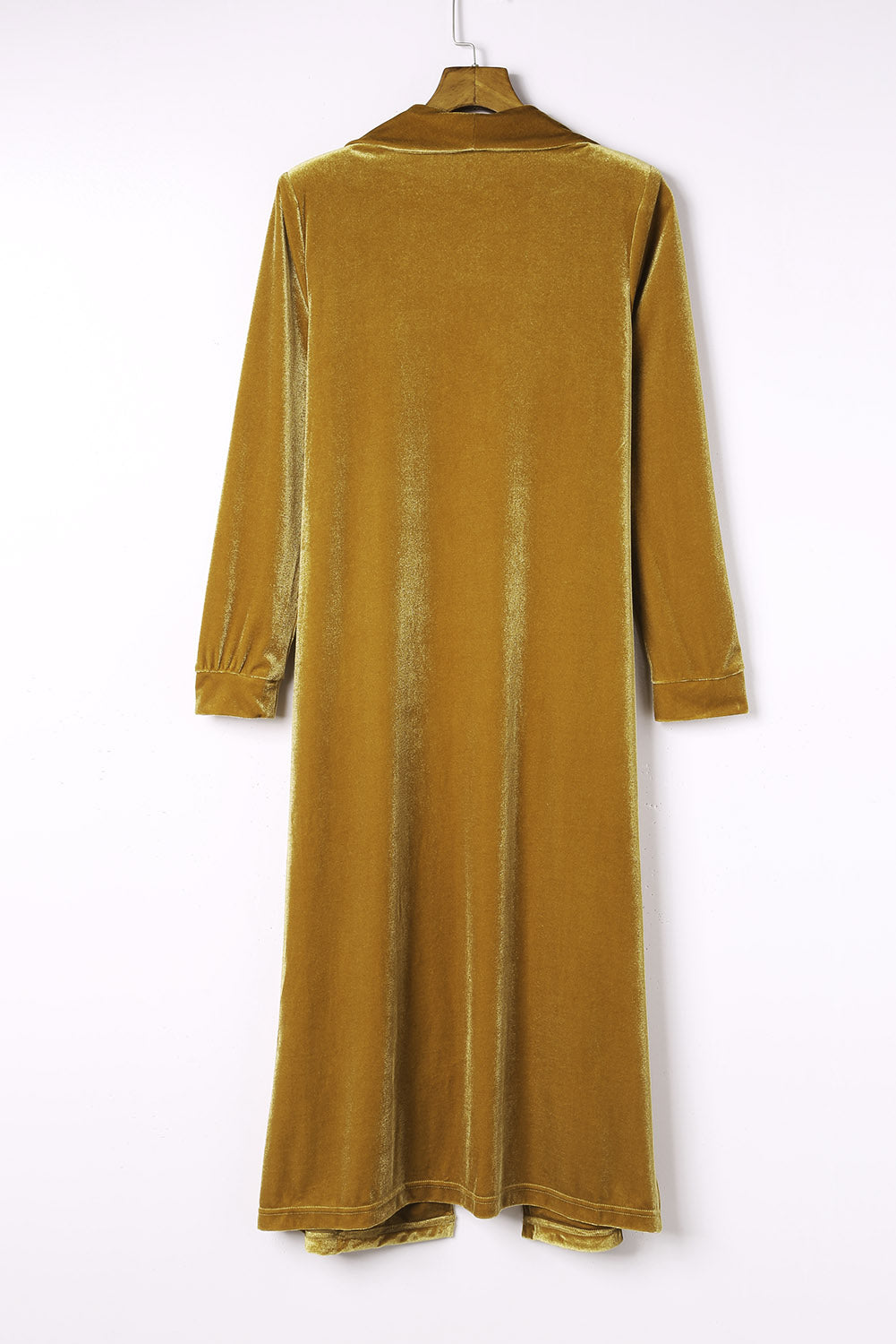 Velvet Open Front Pocketed Long Duster